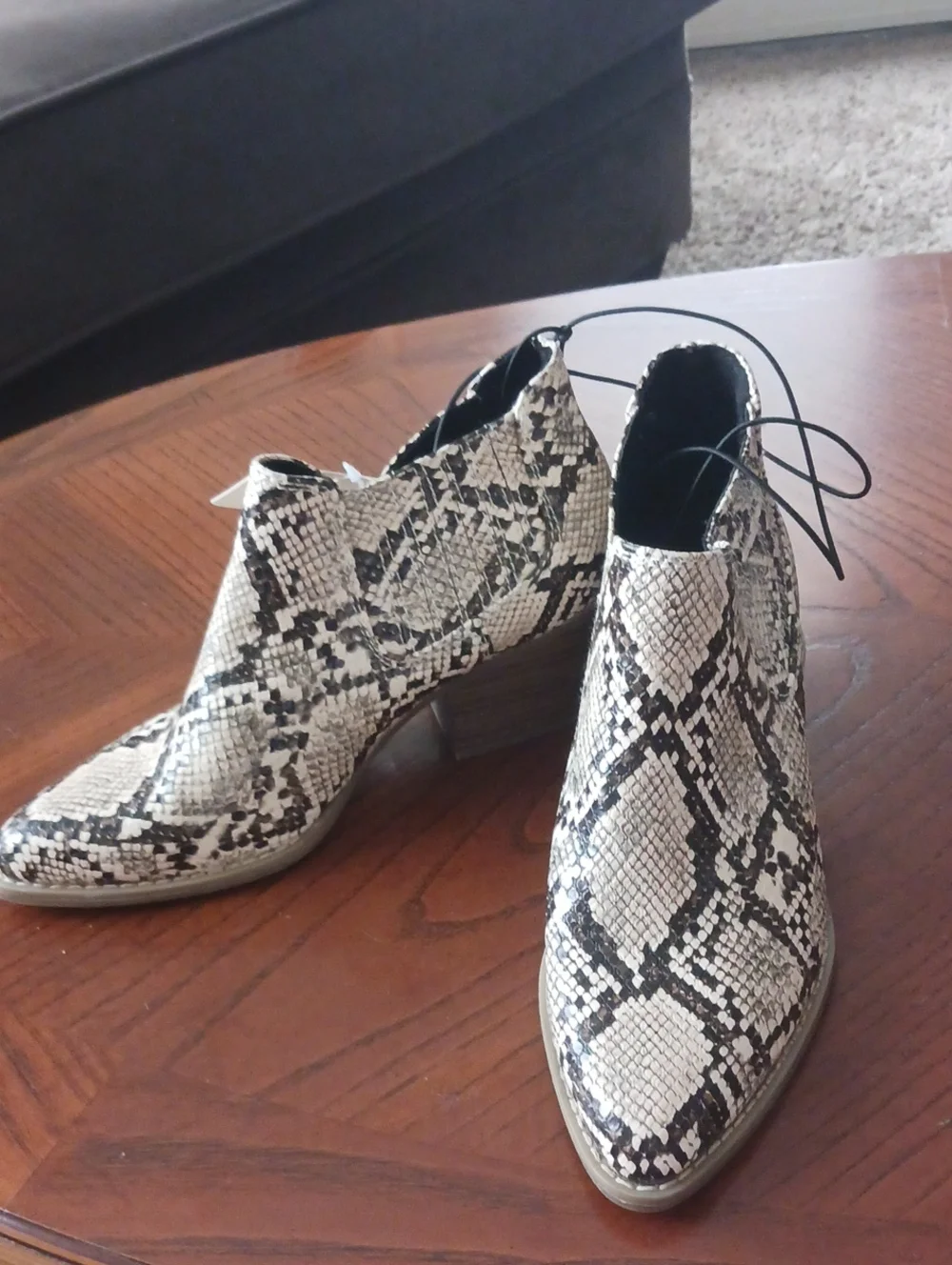 a.n.a Snake-Print Chelsea Ankle Boots in Black & Cream